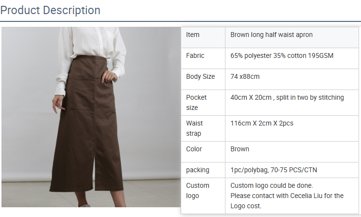 Middle Split leg apron Long Half Waist Aprons