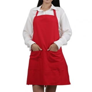Red color polyester cotton blend durable breathable bib adult apron