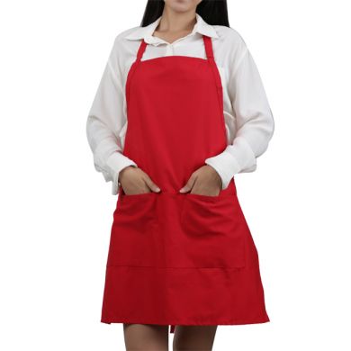 Red color polyester cotton blend durable breathable bib adult apron