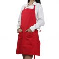 Red color polyester cotton blend durable breathable bib adult apron