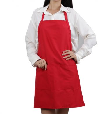 Red color polyester cotton blend durable breathable bib adult apron
