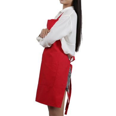 Red color polyester cotton blend durable breathable bib adult apron