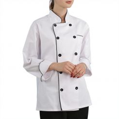 Unisex double breasted white chef jacket