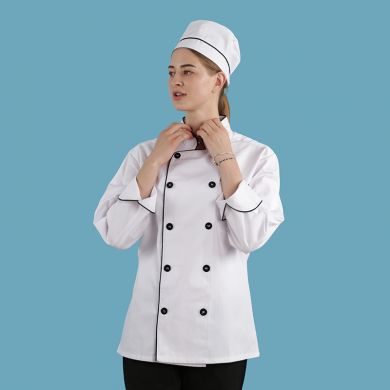 Unisex double breasted white chef jacket