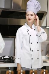 Unisex double breasted white chef jacket