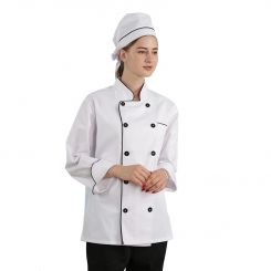 Unisex double breasted white chef jacket