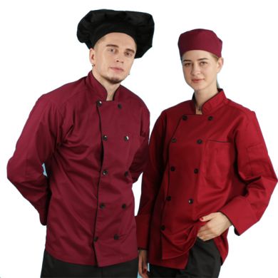 black red white chef coat