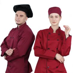 black red white chef coat