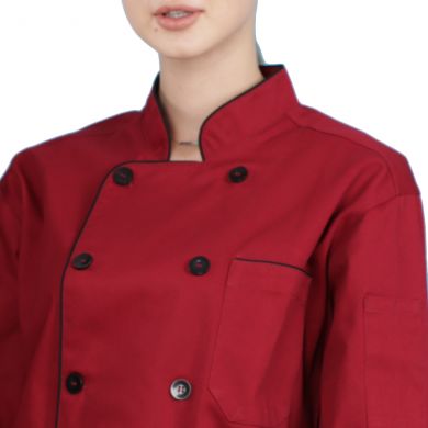 black red white chef coat