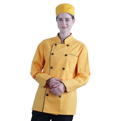 black red white chef coat