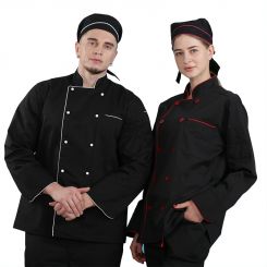 black red white chef coat