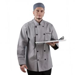 black red white chef coat