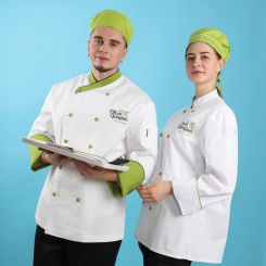 Long Sleeve Double breasted Autumn and Spring white chef coat uniform kitchen chef wear jacket
