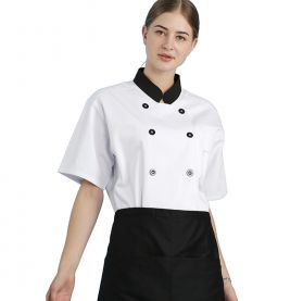 Professional short sleeve| double breasted|  Chef Uniform | 65/35 Poly Cotton | Customizable with Logo & Size