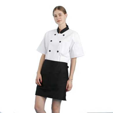 JHCS-19101W White Double-Breasted Short Sleeve Chef Jacket