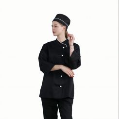 Professional Black Chef Uniform | 65/35 Poly Cotton | Customizable with Logo & Size