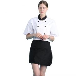 JHCS-19101W White Double-Breasted Short Sleeve Chef Jacket