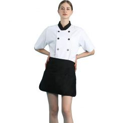 JHCS-19101W White Double-Breasted Short Sleeve Chef Jacket