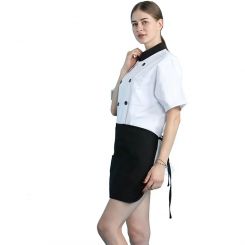 JHCS-19101W White Double-Breasted Short Sleeve Chef Jacket
