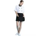 JHCS-19101W White Double-Breasted Short Sleeve Chef Jacket