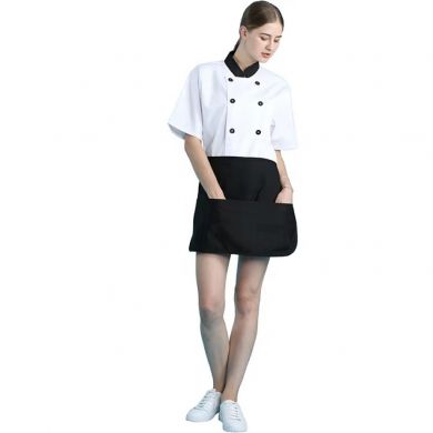 JHCS-19101W White Double-Breasted Short Sleeve Chef Jacket