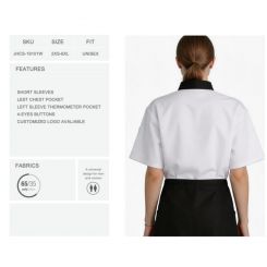 JHCS-19101W White Double-Breasted Short Sleeve Chef Jacket
