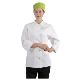 JHCS-19101W White Double-Breasted Short Sleeve Chef Jacket