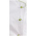 JHCJ-19001W White Long Sleeve Chef Jacket with Green Piping, 65/35 Poly-Cotton